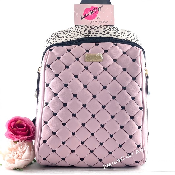 NWT BETSEY JOHNSON Pink Quilted Hearts Backpack Bag main image 12